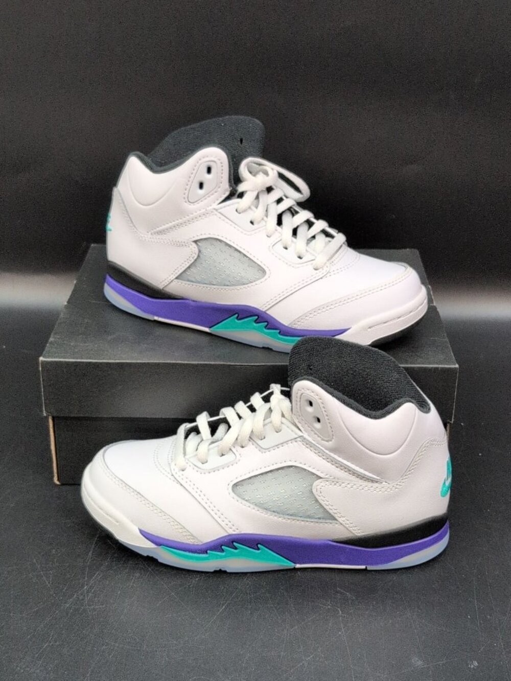 Nike Jordan 5 Retro OG PS Kid's Shoes US 2Y White Emerald Grape Ice HQ7979-100